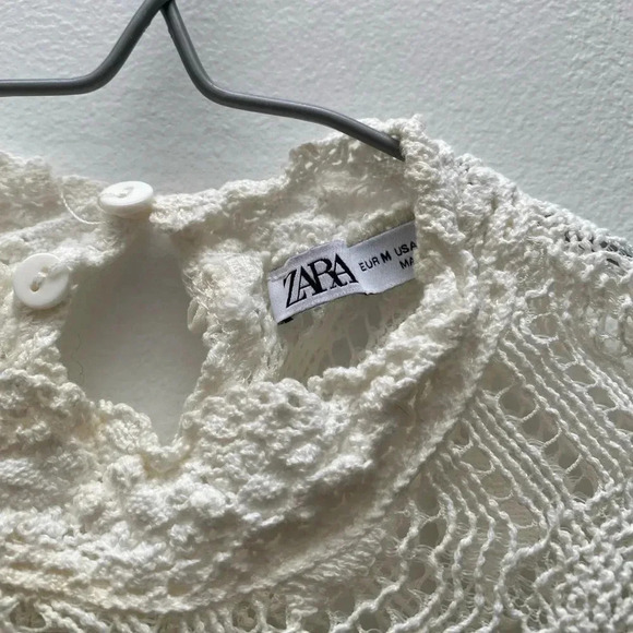 ZARA - Off White Cotton Crochet Knit Doily Lace Tank - Picture 5 of 6